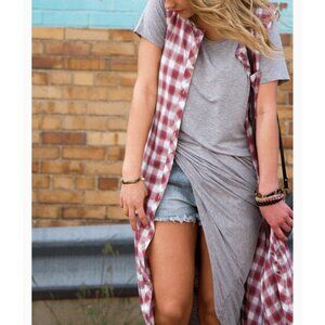 Aratta Silent Journey By Anthropologie Sleeveless Duster Size S Plaid Bohemian